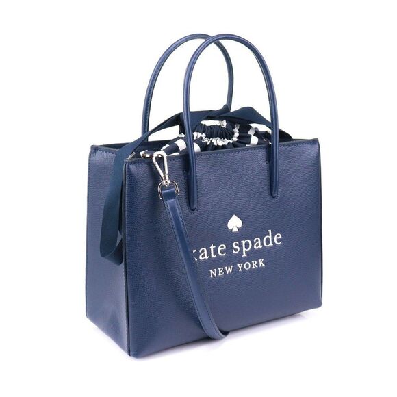 NWT Kate Spade TRISTA Leather Sam Bag Tote w Bow Tie Navy - Picture 5 of 14